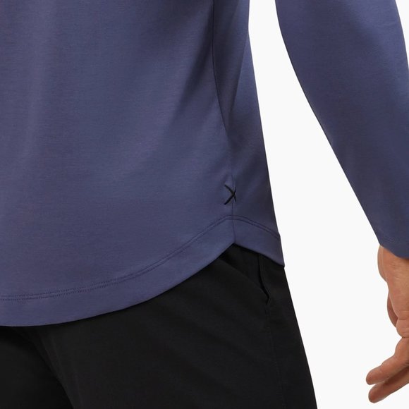 Cuts Clothing Men's Henley Curve Hem Signature Fit Long Sleeve Tee - Moonshadow - Picture 6 of 9